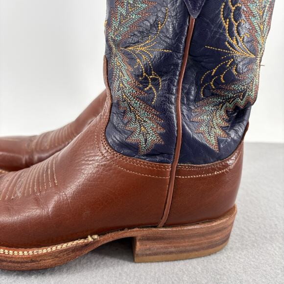 Vintage Lucchese 2000 Boots Womens 6.5B Brown Blue Leather Western Lone Star - Picture 3 of 16